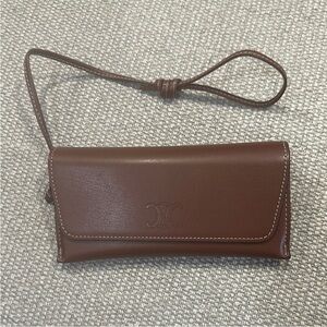 Brown Leather sunglasses case from Celine